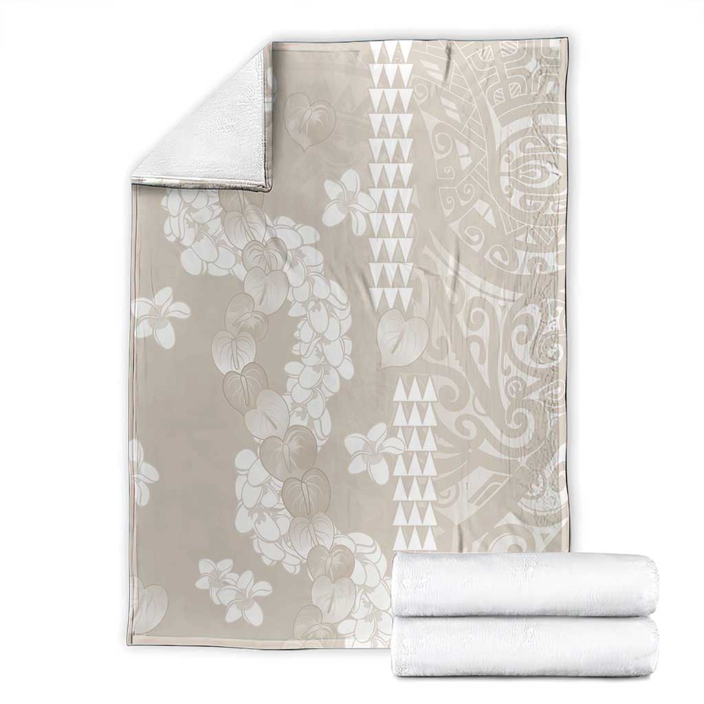 Suede Beige Hawaii Anthurium Plumeria Lei Blanket