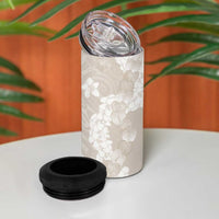 Suede Beige Hawaii Anthurium Plumeria Lei 4 in 1 Can Cooler Tumbler