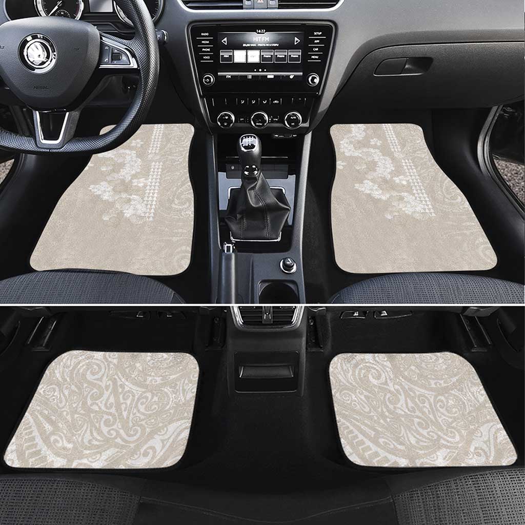 Suede Beige Hawaii Anthurium Plumeria Lei Car Mats