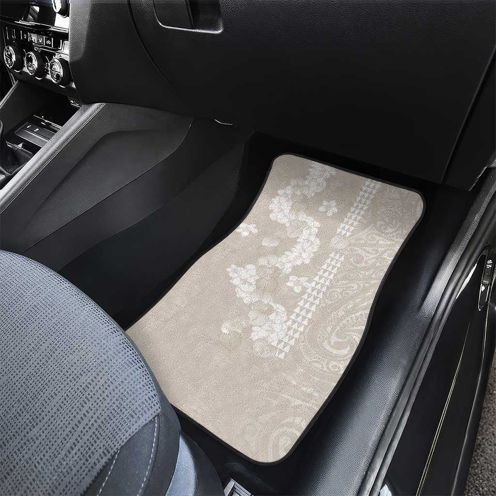 Suede Beige Hawaii Anthurium Plumeria Lei Car Mats