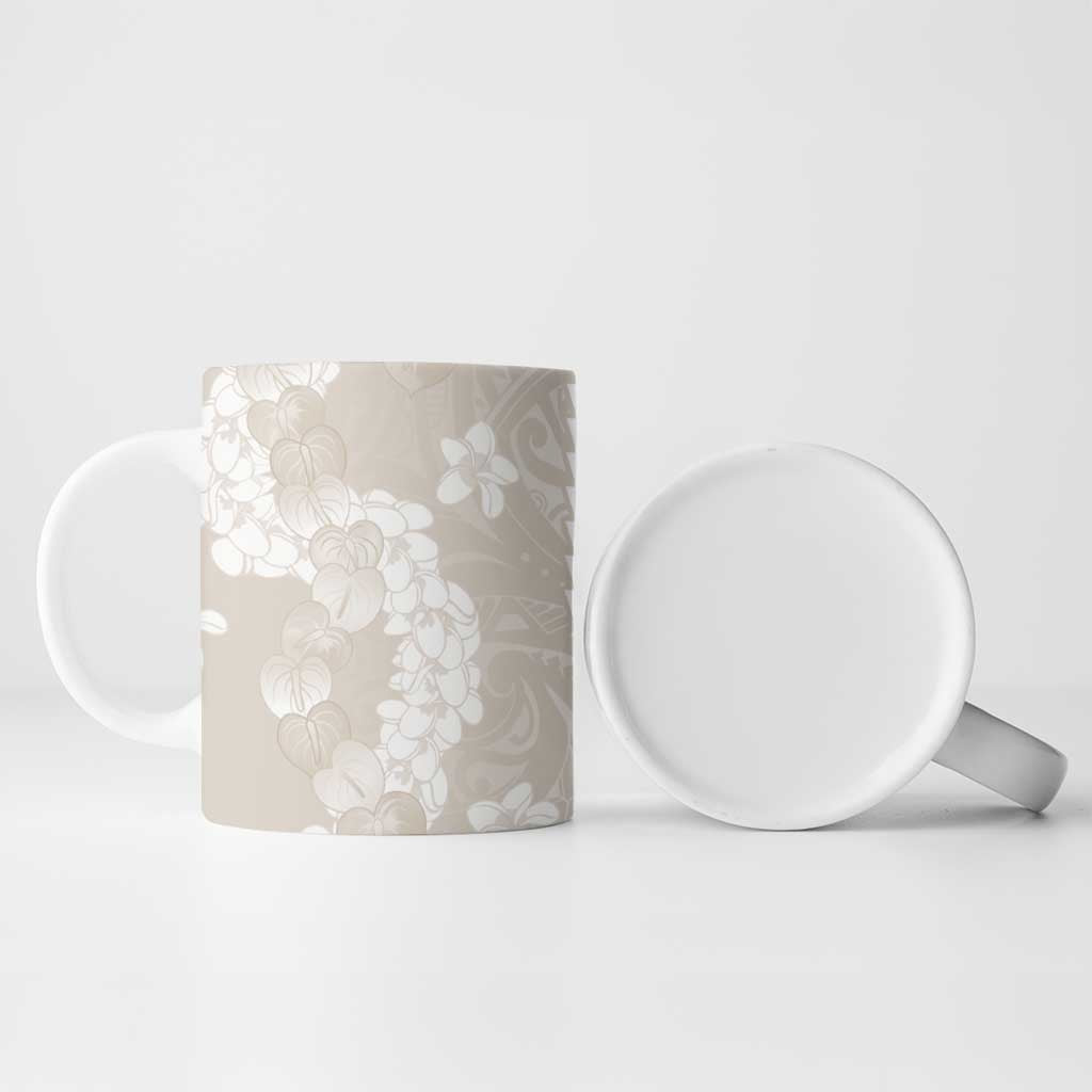 Suede Beige Hawaii Anthurium Plumeria Lei Ceramic Mug