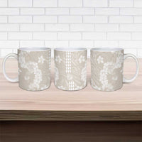 Suede Beige Hawaii Anthurium Plumeria Lei Ceramic Mug