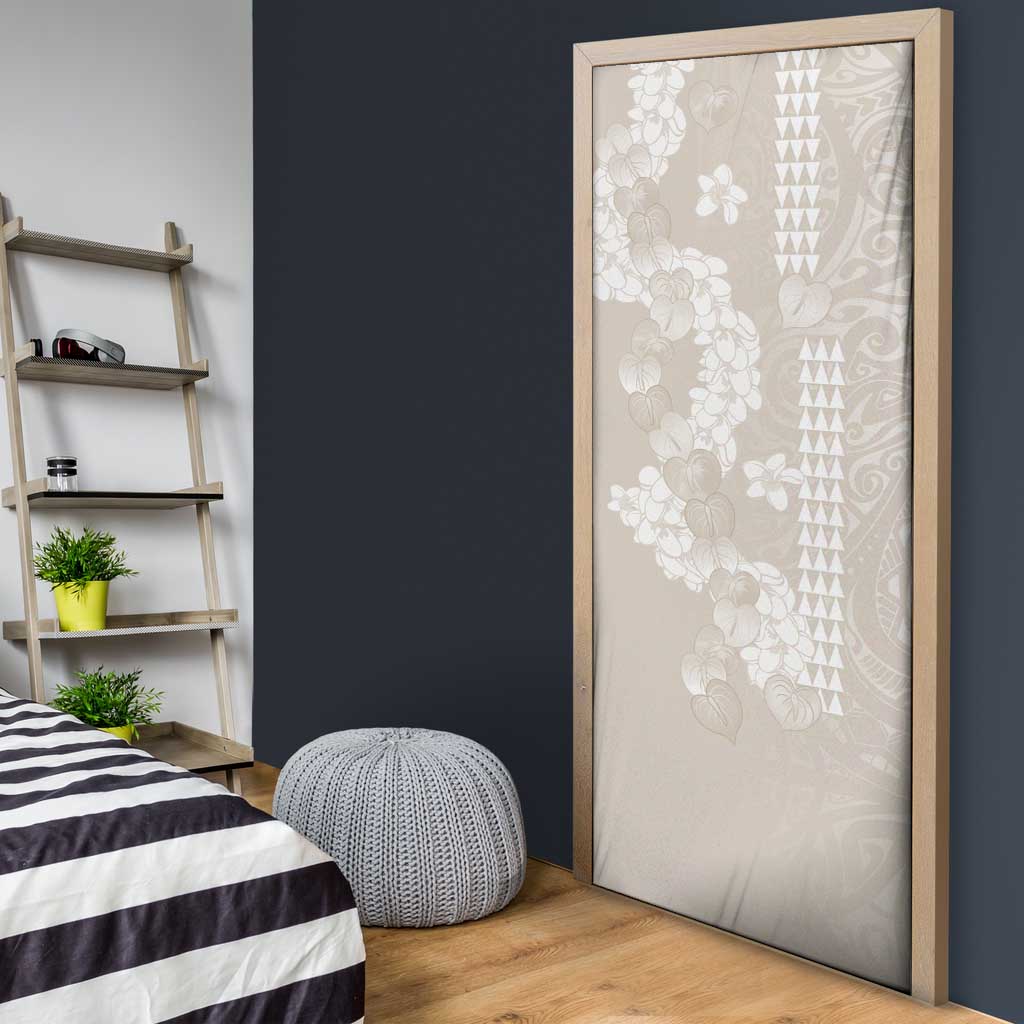 Suede Beige Hawaii Anthurium Plumeria Lei Door Cover