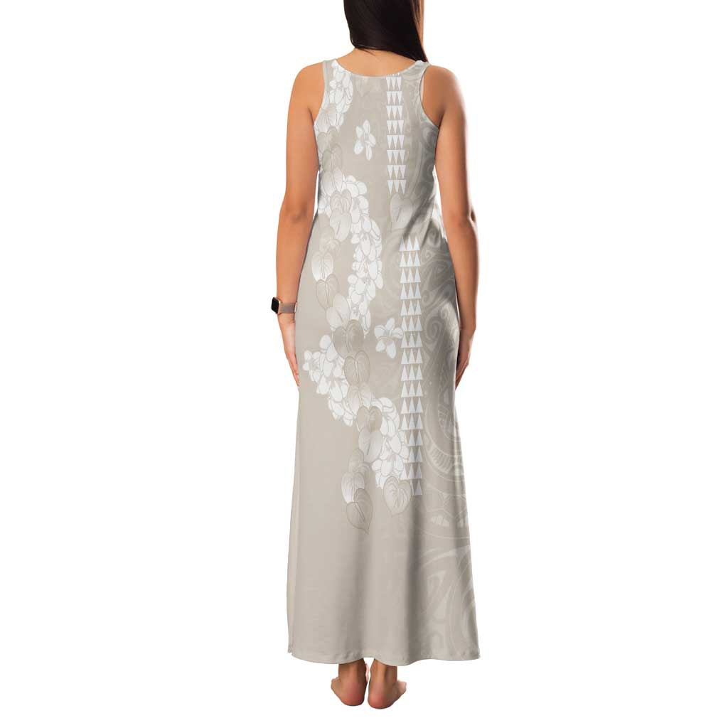 Suede Beige Hawaii Anthurium Plumeria Lei Family Matching Tank Maxi Dress and Hawaiian Shirt LT9 - Polynesian Pride