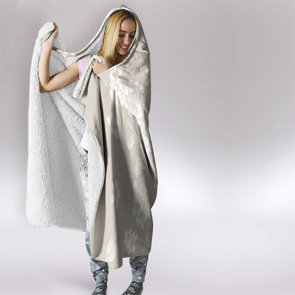Suede Beige Hawaii Anthurium Plumeria Lei Hooded Blanket