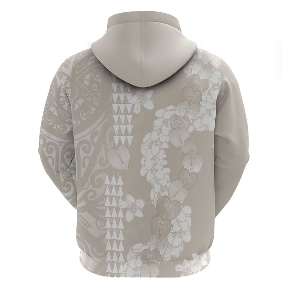 Suede Beige Hawaii Anthurium Plumeria Lei Hoodie