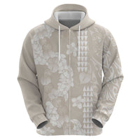 Suede Beige Hawaii Anthurium Plumeria Lei Hoodie