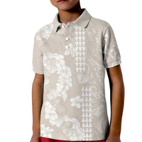 Suede Beige Hawaii Anthurium Plumeria Lei Kid Polo Shirt