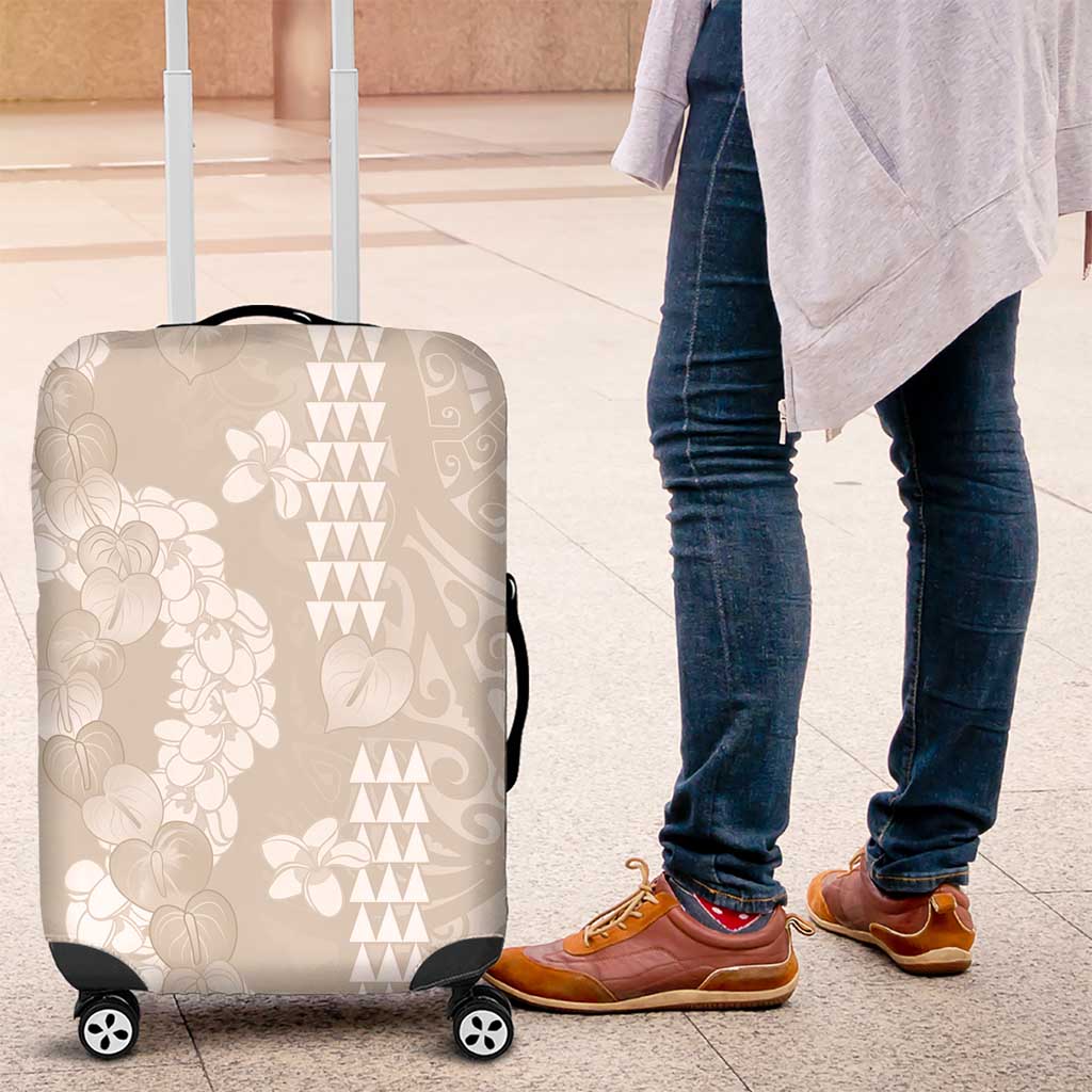 Suede Beige Hawaii Anthurium Plumeria Lei Luggage Cover
