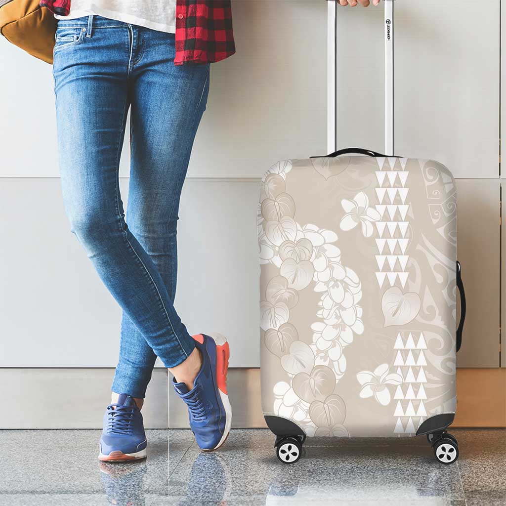 Suede Beige Hawaii Anthurium Plumeria Lei Luggage Cover