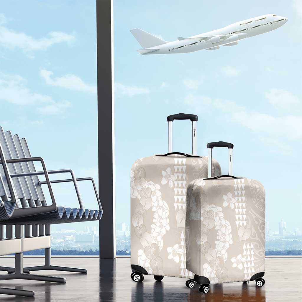 Suede Beige Hawaii Anthurium Plumeria Lei Luggage Cover