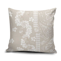 Suede Beige Hawaii Anthurium Plumeria Lei Pillow Cover