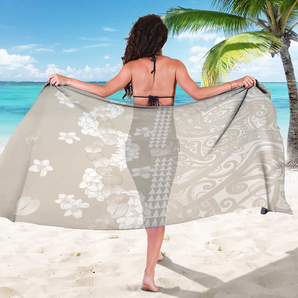 Suede Beige Hawaii Anthurium Plumeria Lei Sarong