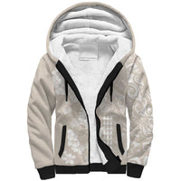 Suede Beige Hawaii Anthurium Plumeria Lei Sherpa Hoodie