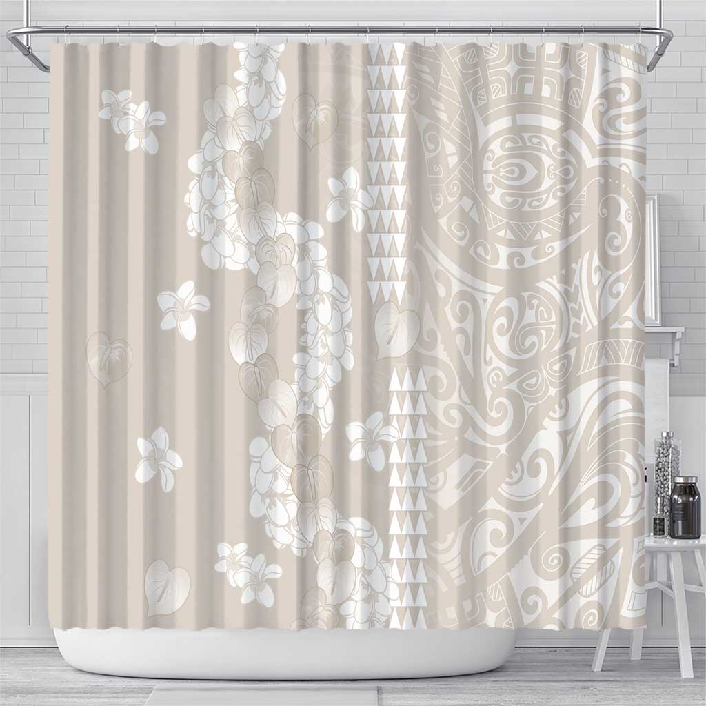 Suede Beige Hawaii Anthurium Plumeria Lei Shower Curtain