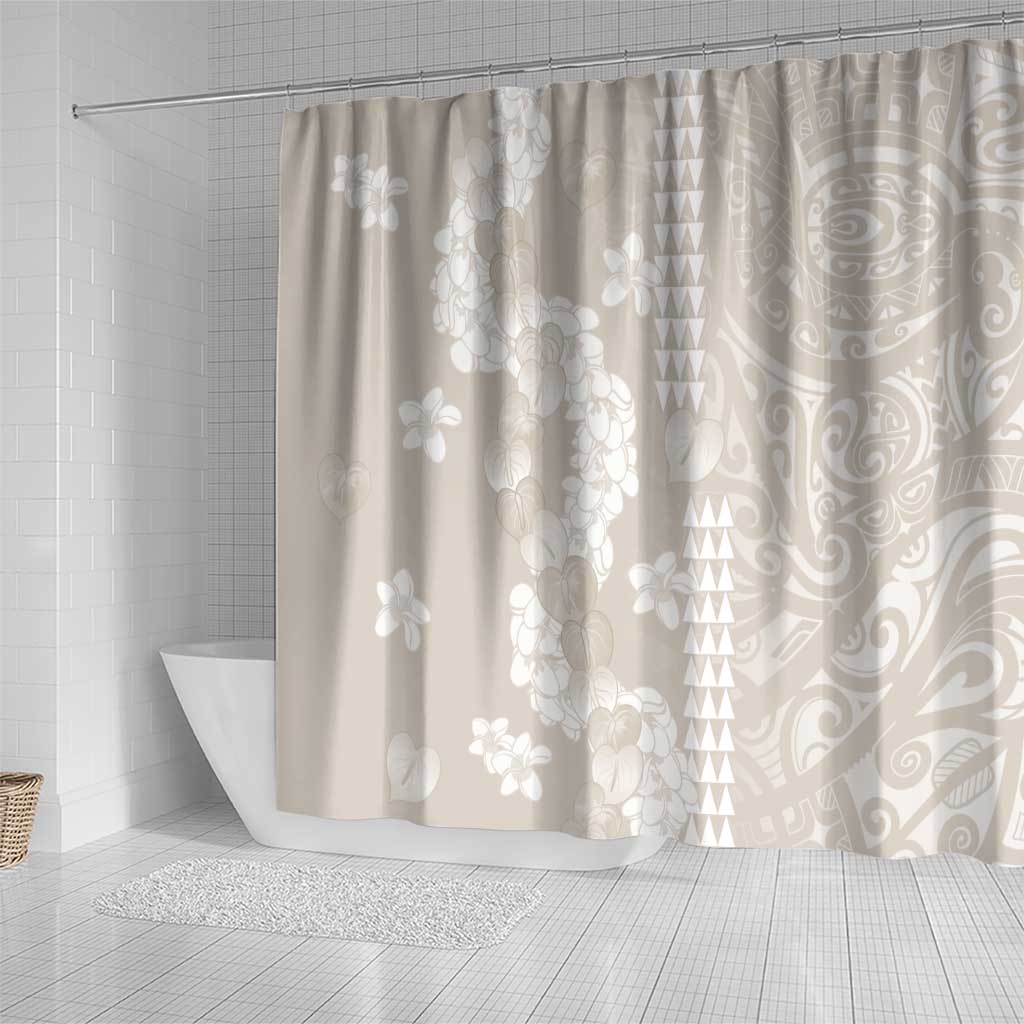 Suede Beige Hawaii Anthurium Plumeria Lei Shower Curtain