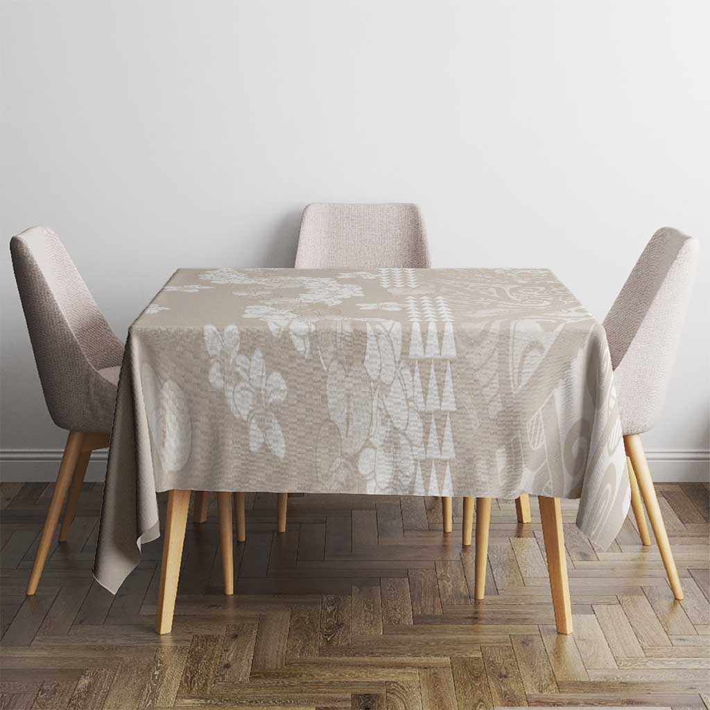 Suede Beige Hawaii Anthurium Plumeria Lei Tablecloth