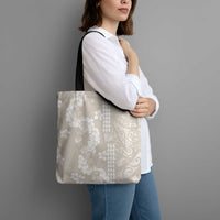 Suede Beige Hawaii Anthurium Plumeria Lei Tote Bag