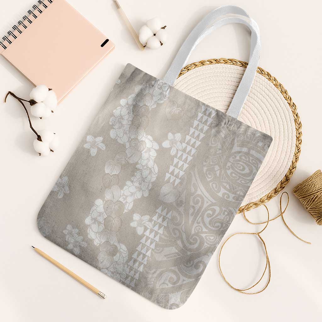 Suede Beige Hawaii Anthurium Plumeria Lei Tote Bag