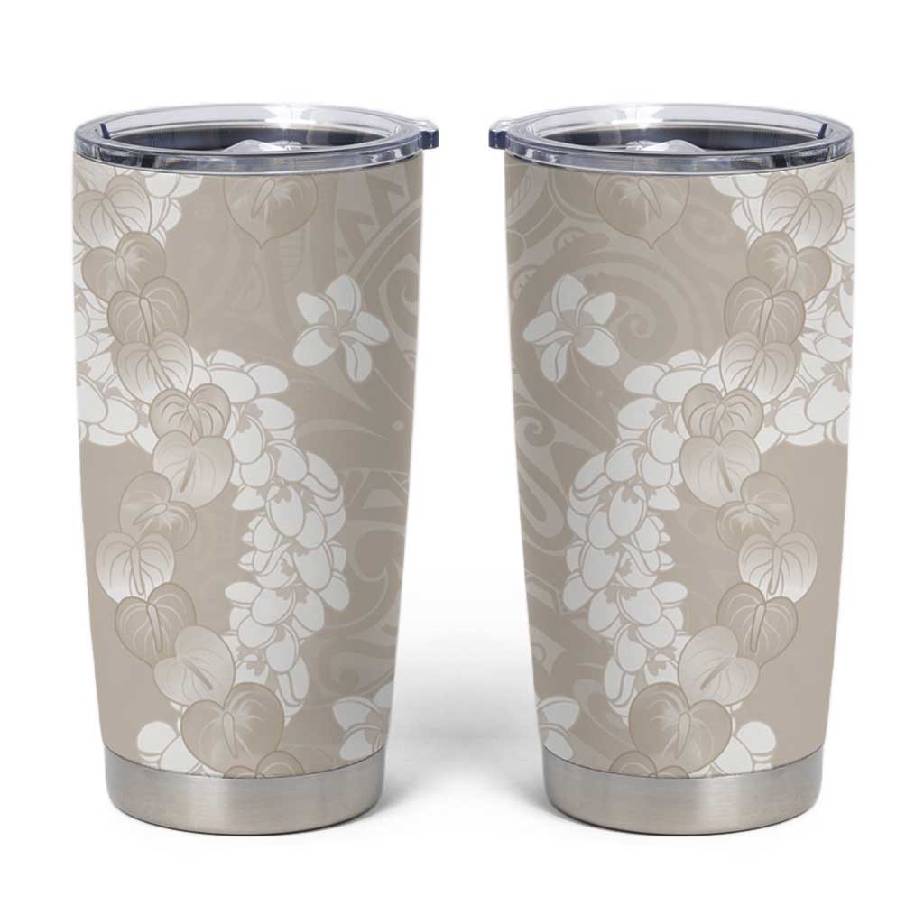 Suede Beige Hawaii Anthurium Plumeria Lei Tumbler Cup