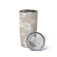 Suede Beige Hawaii Anthurium Plumeria Lei Tumbler Cup