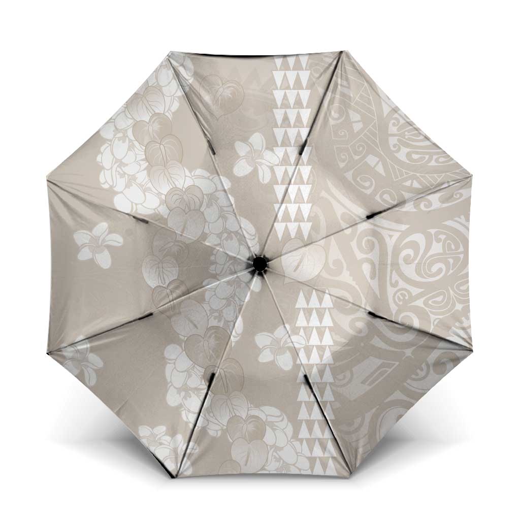Suede Beige Hawaii Anthurium Plumeria Lei Umbrella
