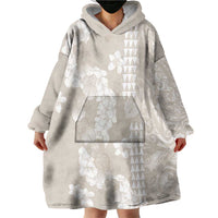 Suede Beige Hawaii Anthurium Plumeria Lei Wearable Blanket Hoodie