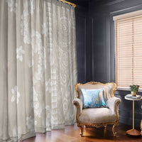 Suede Beige Hawaii Anthurium Plumeria Lei Window Curtain