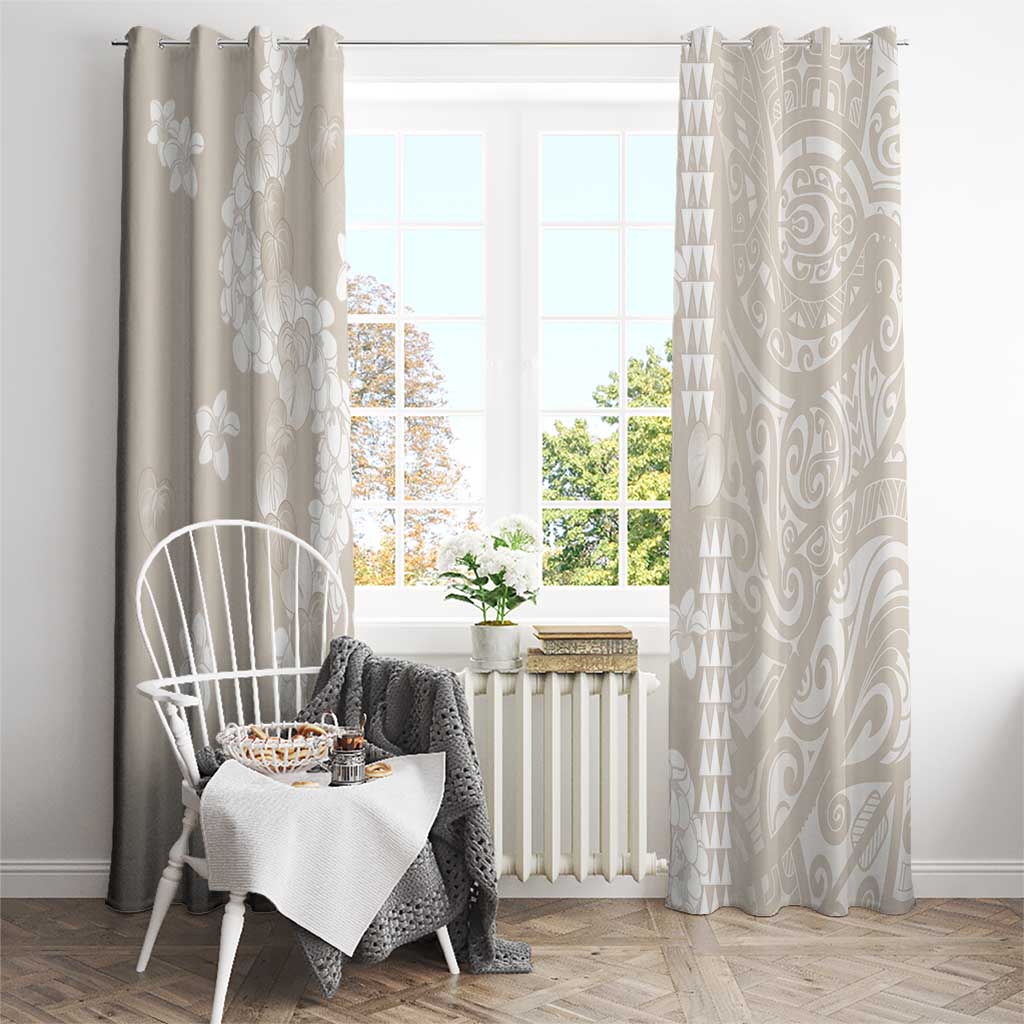 Suede Beige Hawaii Anthurium Plumeria Lei Window Curtain