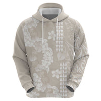 Suede Beige Hawaii Anthurium Plumeria Lei Zip Hoodie
