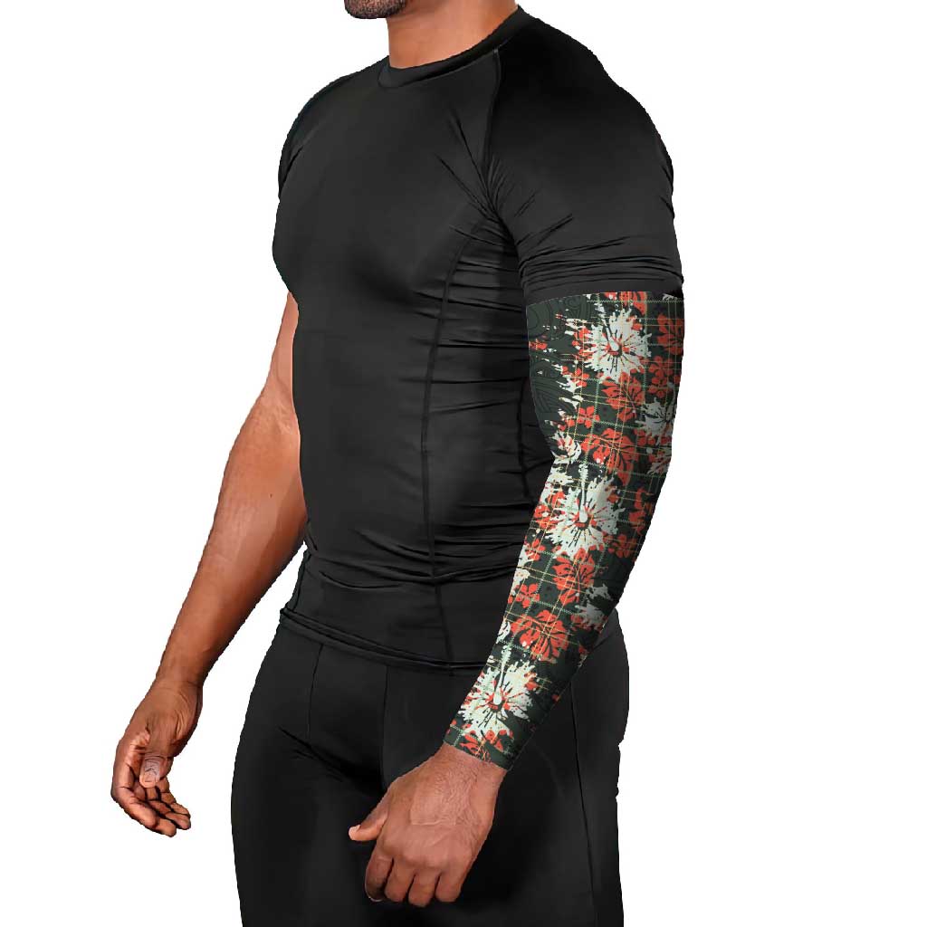 Hawaii Tartan With Hibiscus Arm Sleeves Polynesian Pattern Vintage