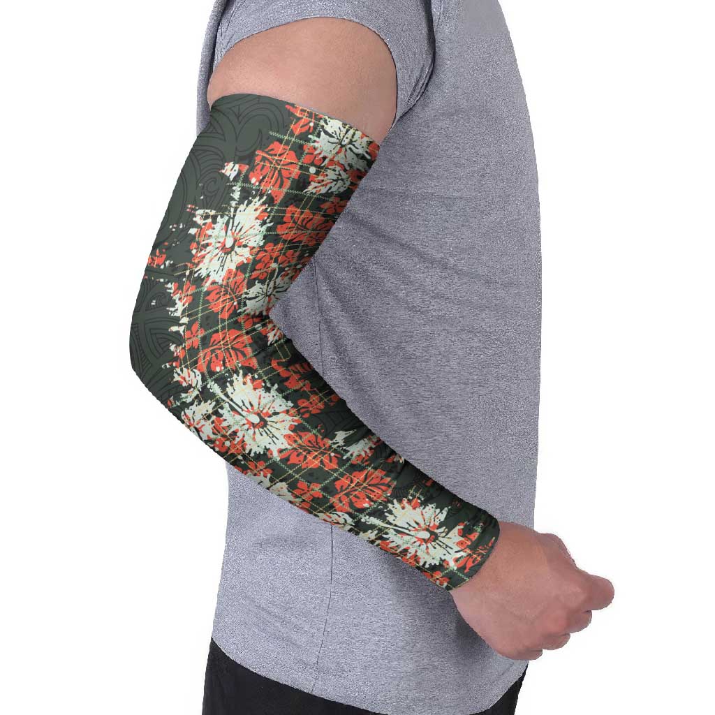 Hawaii Tartan With Hibiscus Arm Sleeves Polynesian Pattern Vintage