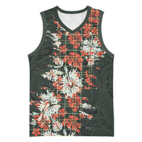 Hawaii Tartan With Hibiscus Basketball Jersey Polynesian Pattern Vintage