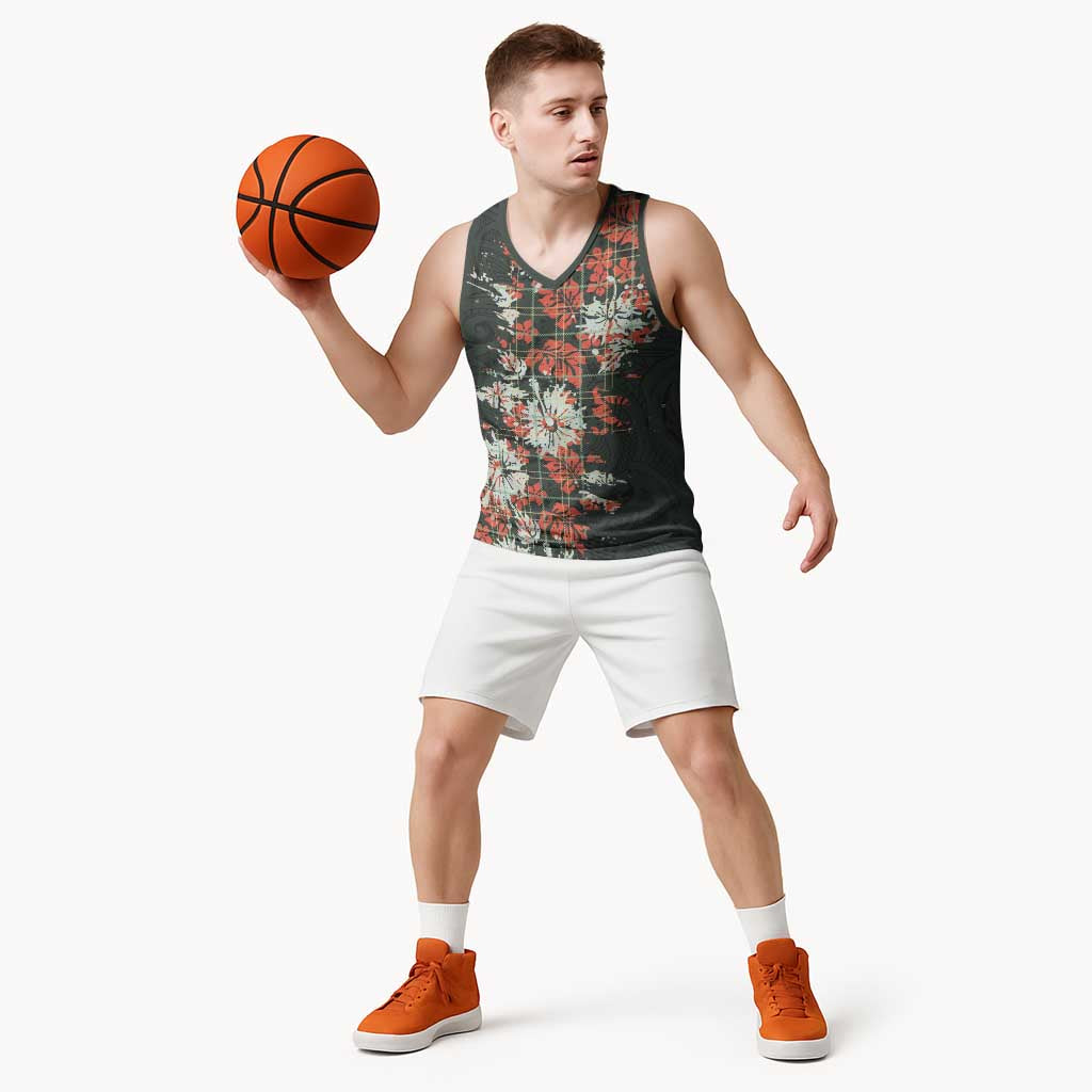 Hawaii Tartan With Hibiscus Basketball Jersey Polynesian Pattern Vintage