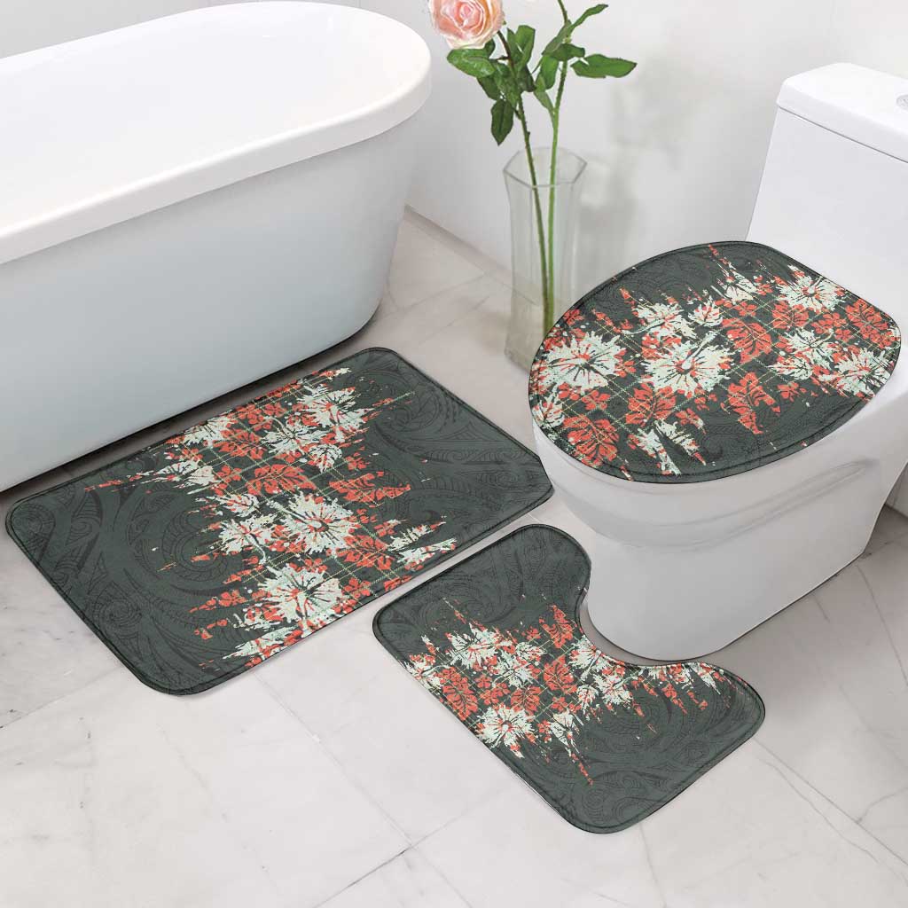 Hawaii Tartan With Hibiscus Bathroom Set Polynesian Pattern Vintage