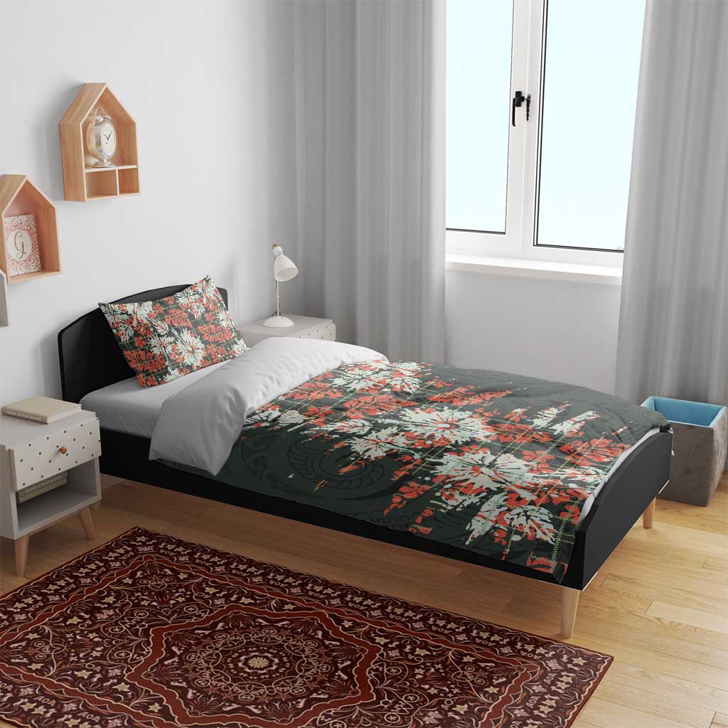 Hawaii Tartan With Hibiscus Bedding Set Polynesian Pattern Vintage