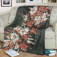 Hawaii Tartan With Hibiscus Blanket Polynesian Pattern Vintage