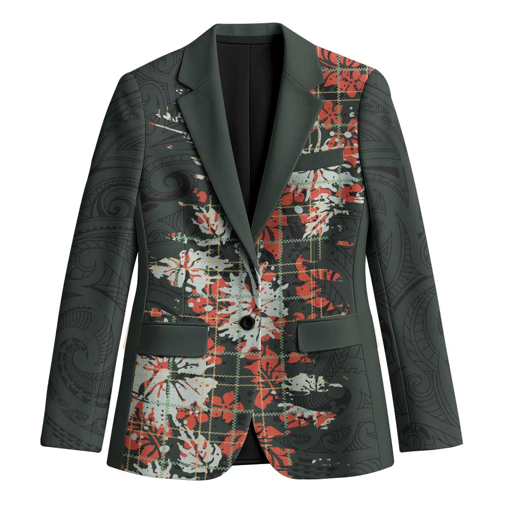 Hawaii Tartan With Hibiscus Blazer Polynesian Pattern Vintage