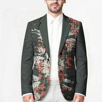 Hawaii Tartan With Hibiscus Blazer Polynesian Pattern Vintage