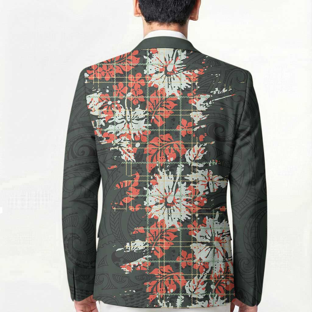 Hawaii Tartan With Hibiscus Blazer Polynesian Pattern Vintage