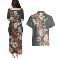 Hawaii Tartan With Hibiscus Couples Matching Puletasi and Hawaiian Shirt Polynesian Pattern Vintage