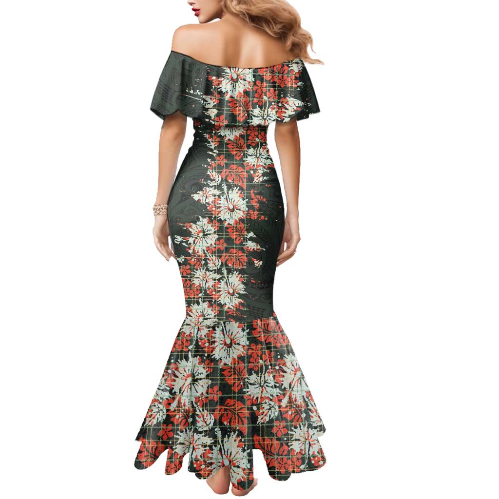 Hawaii Tartan With Hibiscus Family Matching Mermaid Dress and Hawaiian Shirt Polynesian Pattern Vintage LT9 - Polynesian Pride