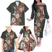Hawaii Tartan With Hibiscus Family Matching Off The Shoulder Long Sleeve Dress and Hawaiian Shirt Polynesian Pattern Vintage LT9 - Polynesian Pride