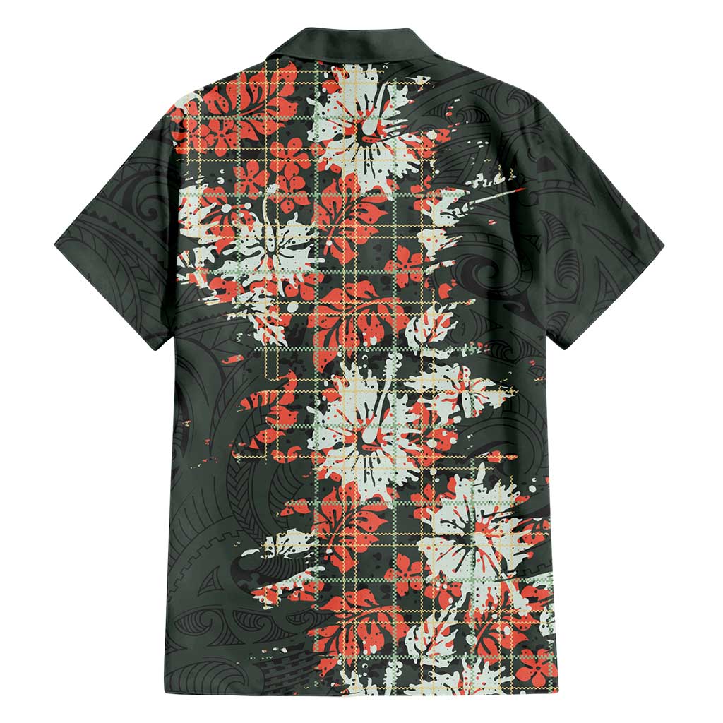 Hawaii Tartan With Hibiscus Family Matching Off Shoulder Maxi Dress and Hawaiian Shirt Polynesian Pattern Vintage