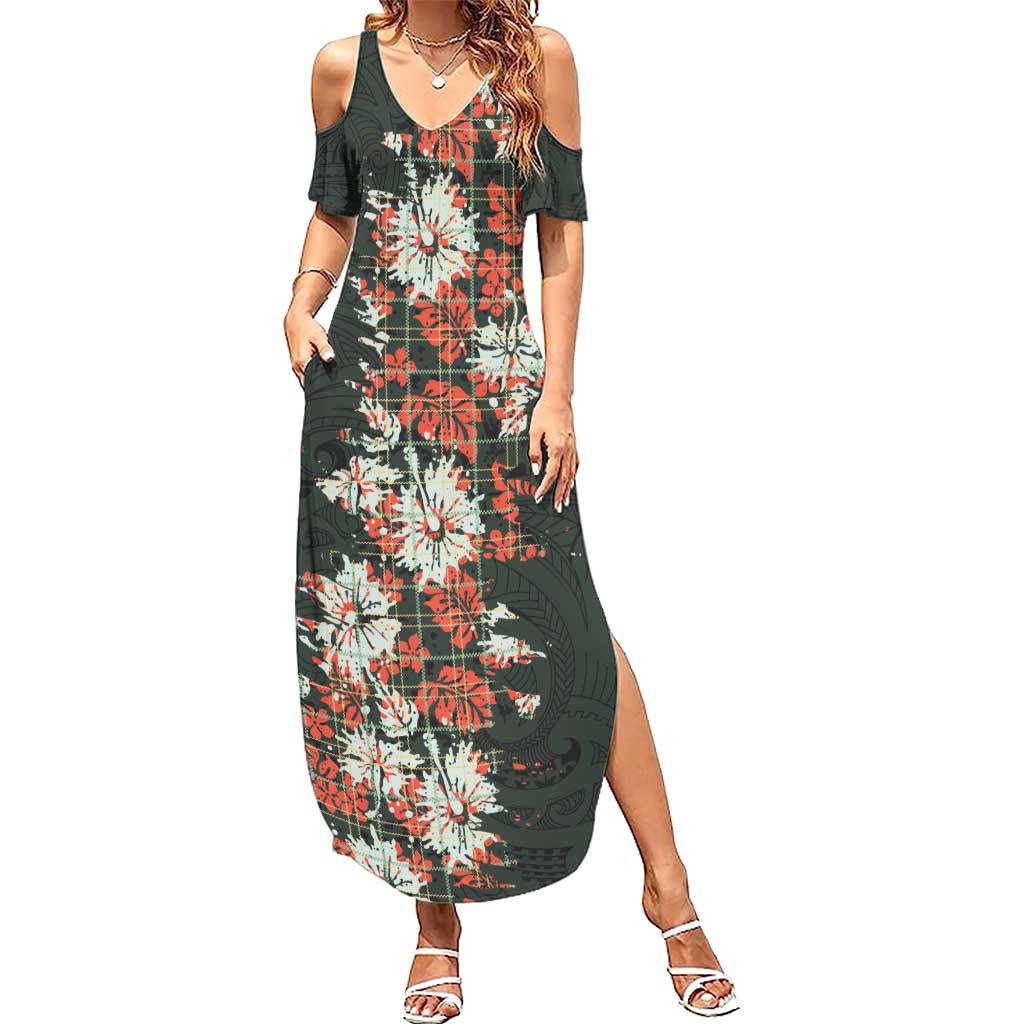 Hawaii Tartan With Hibiscus Family Matching Summer Maxi Dress and Hawaiian Shirt Polynesian Pattern Vintage