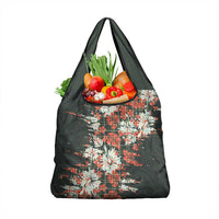 Hawaii Tartan With Hibiscus Grocery Bag Polynesian Pattern Vintage
