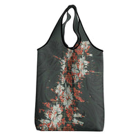 Hawaii Tartan With Hibiscus Grocery Bag Polynesian Pattern Vintage