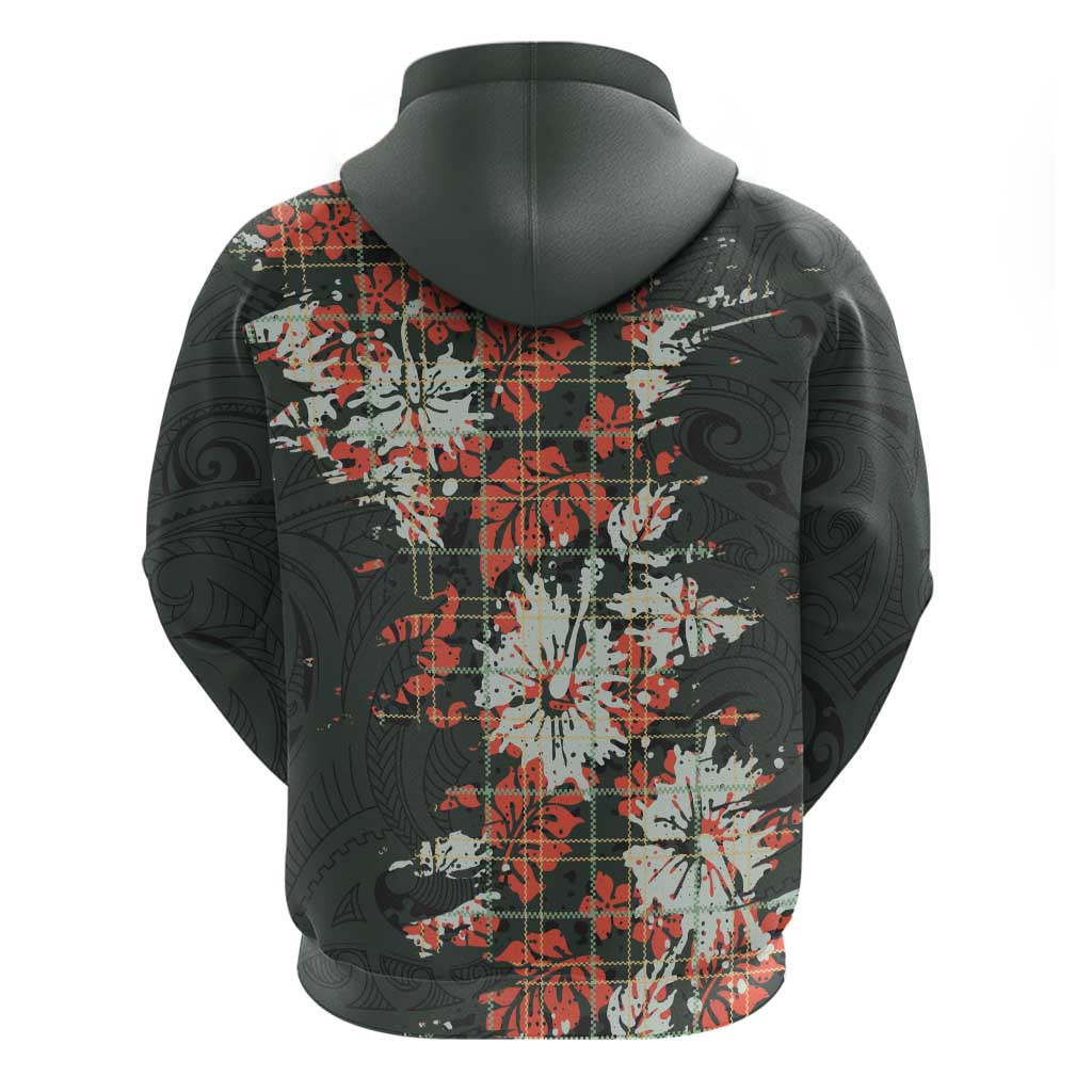 Hawaii Tartan With Hibiscus Hoodie Polynesian Pattern Vintage