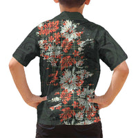 Hawaii Tartan With Hibiscus Kid Hawaiian Shirt Polynesian Pattern Vintage
