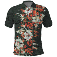 Hawaii Tartan With Hibiscus Polo Shirt Polynesian Pattern Vintage